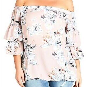 City Chic Off The Shoulder Floral Top Size L 20